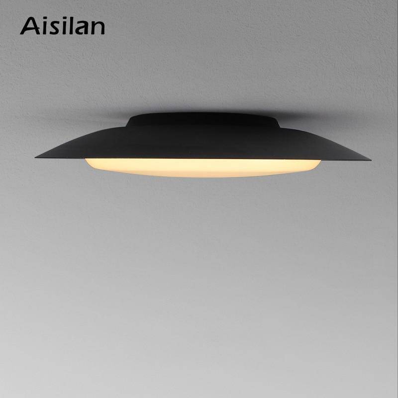 Lámpara de techo design disco metálico negro LED