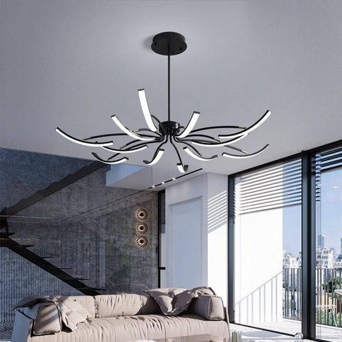 Designer metal LED chandelier with multiple rods Kyio