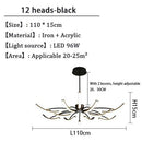 Lustre design à LED en métal avec plusieurs tiges Kyio