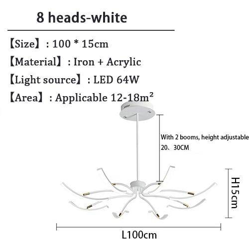 Lustre design à LED en métal avec plusieurs tiges Kyio - vue 10 sur 15