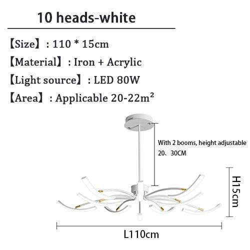 Lustre design à LED en métal avec plusieurs tiges Kyio - vue 12 sur 15