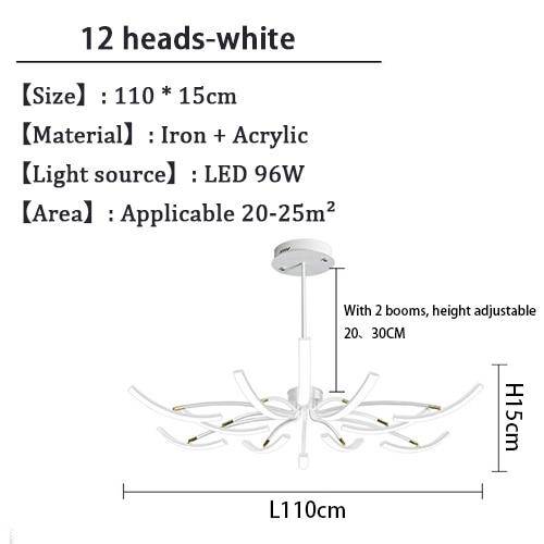 Lustre design à LED en métal avec plusieurs tiges Kyio - vue 13 sur 15