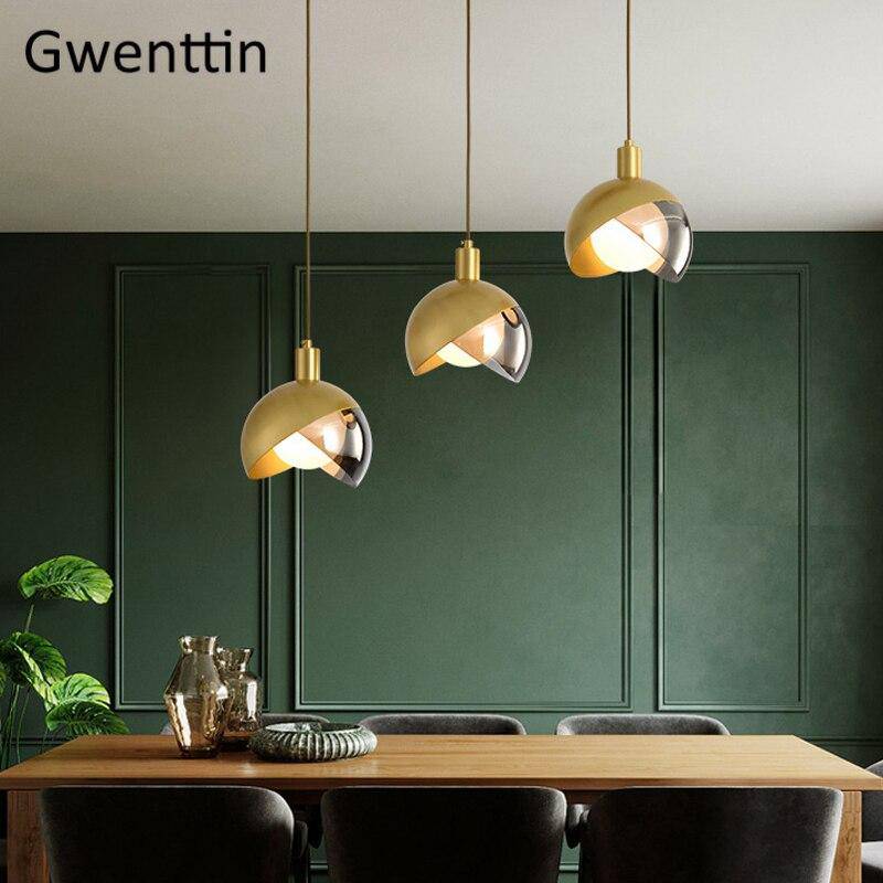 pendant light LED design with lampshade gold metal sphere Loft