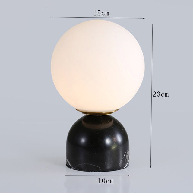 Modern round table lamp with Bailey marble base
