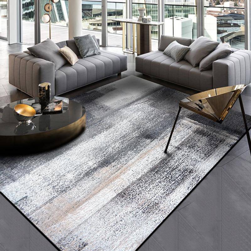 Tapis rectangle moderne noir et blancs Style C