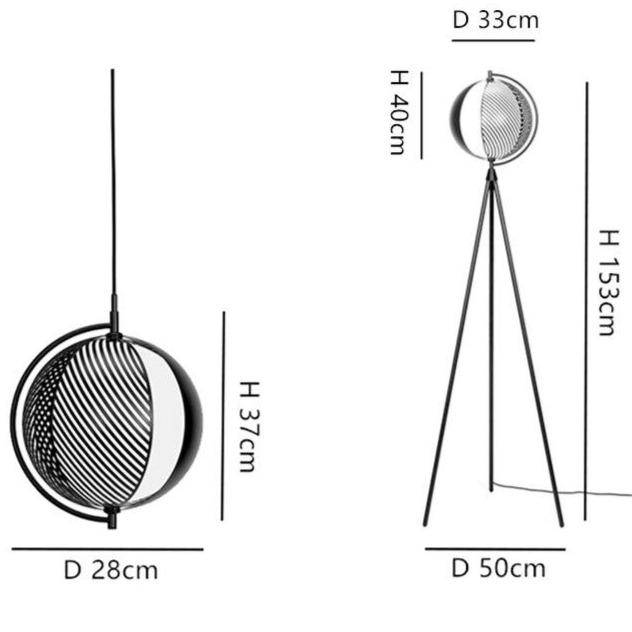 Floor lamp LED tripod design and black iron ball Swedish