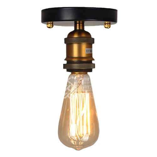 Industrial LED ceiling light in gold and black metal, adjustable