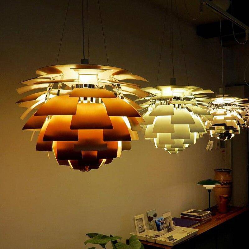 pendant light LED design with several colored Pinecone plates