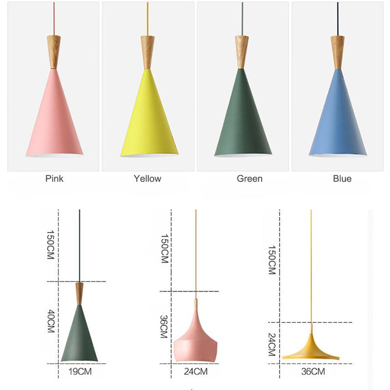 Suspension moderne LED abat-jours différents et colorés Alda