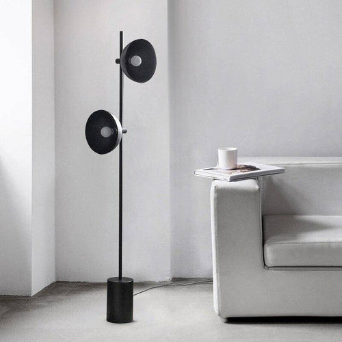 Lampadaire moderne LED avec tige et abat-jour métal noir - vue 4 sur 6