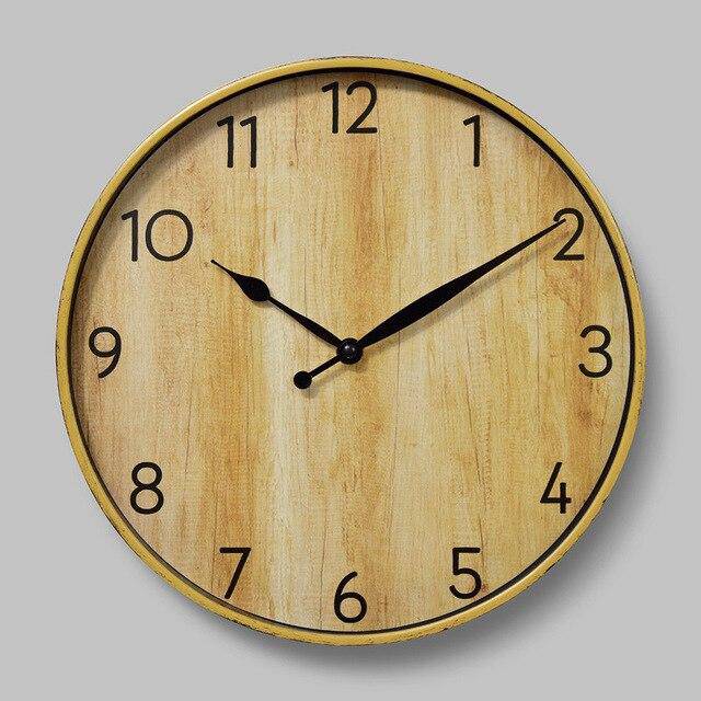Round imitation wood wall clock 30cm