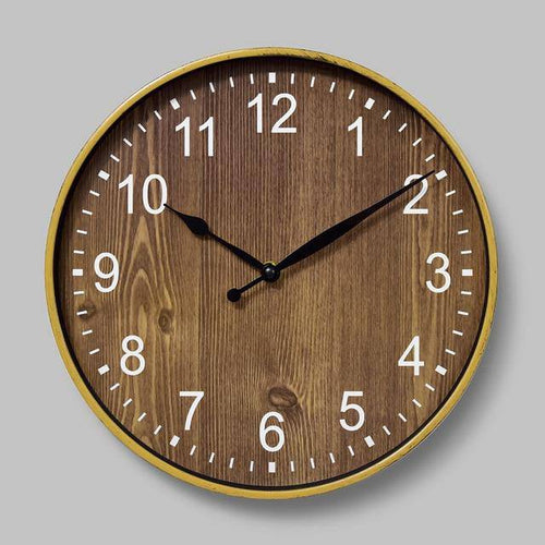 Horloge murale ronde imitation en bois 30cm