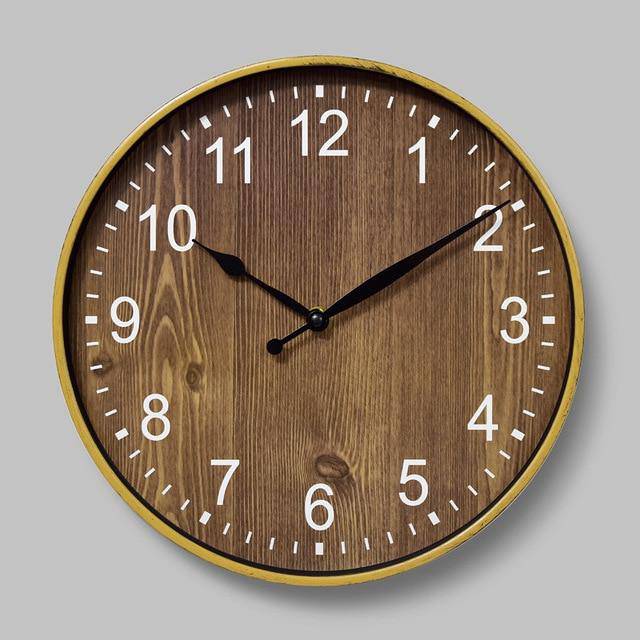 Round imitation wood wall clock 30cm