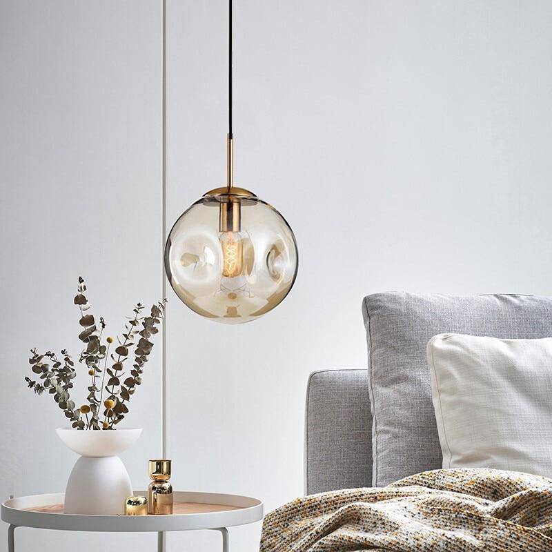 Design pendant lamp with LED glass ball distorted head