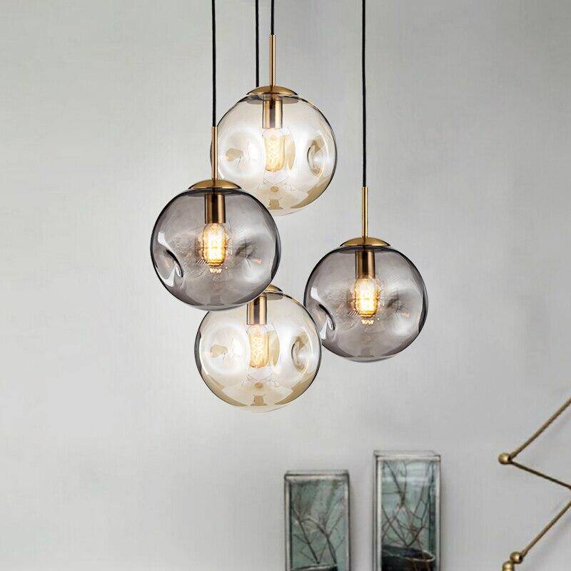 Design pendant lamp with LED glass ball distorted head