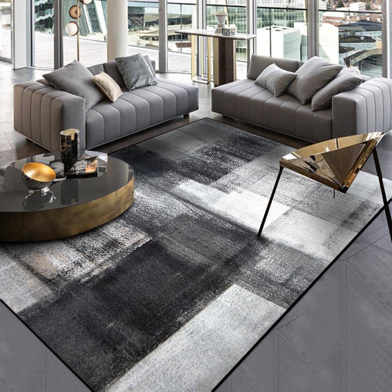 Tapis rectangle moderne noir et blanc Ink B - vue 3 sur 3