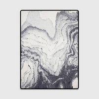 Tapis rectangle moderne noir et blanc style abstrait Rug