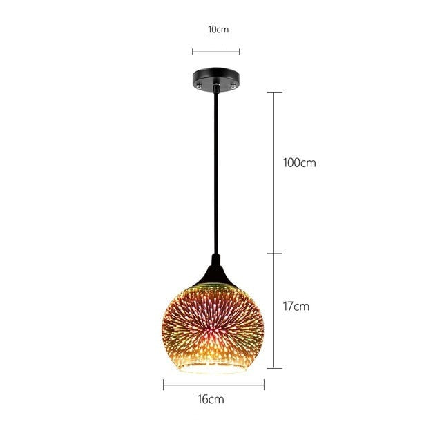 Lámpara de suspensión moderno vidrio multicolor 3D Kaili