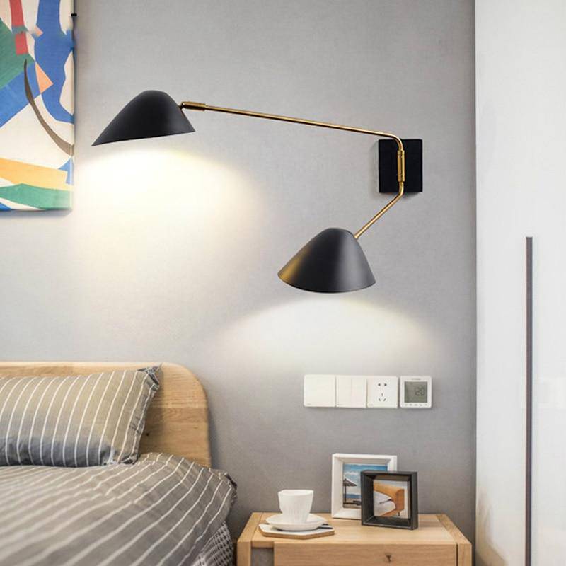 Applique murale design LED noire avec abat-jour en métal Home