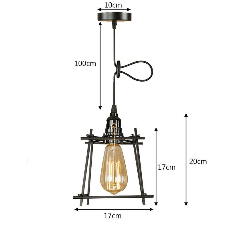 Lámpara de suspensión jaula de metal vintage con LED Plitz