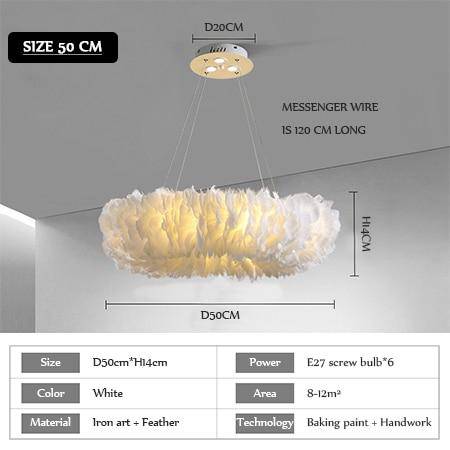 Lustre rond design LED en plumes colorées - vue 21 sur 25