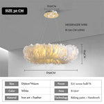 Lustre rond design LED en plumes colorées