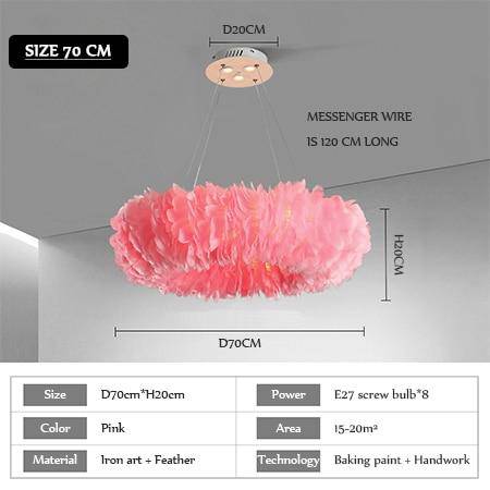 Lustre rond design LED en plumes colorées - vue 7 sur 25