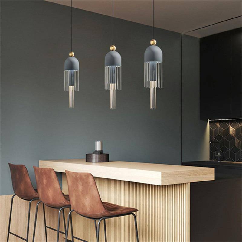 Suspension design en métal arrondi coloré Tassel - vue 4 sur 9