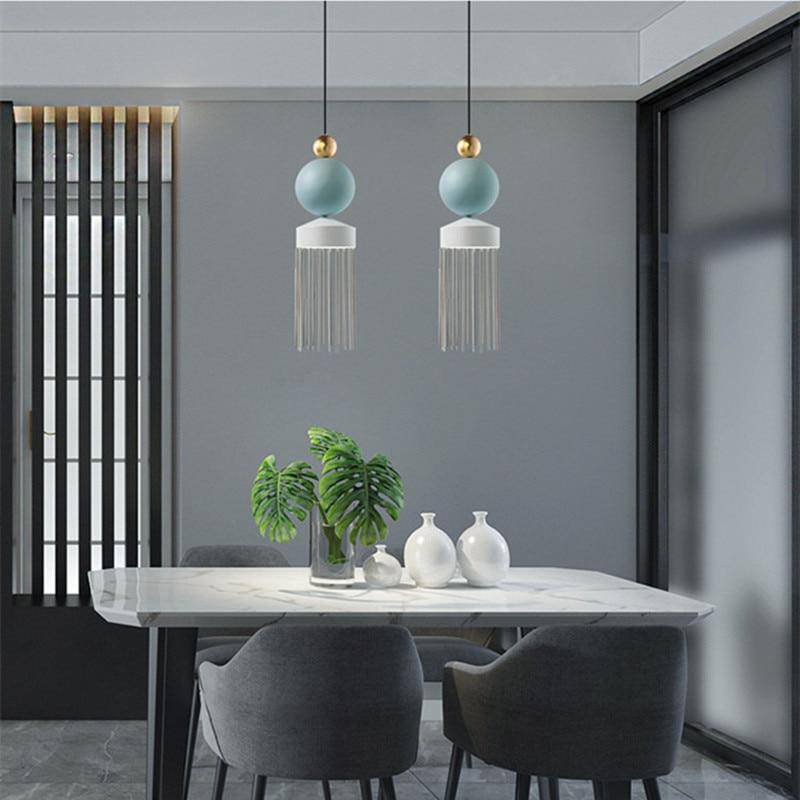 Suspension design en métal arrondi coloré Tassel - vue 3 sur 9