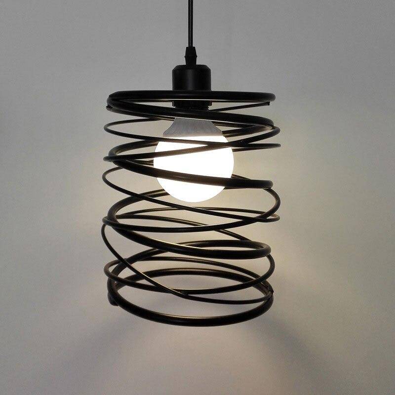 pendant light LED swirl design in black metal