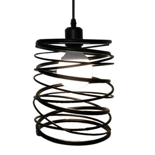 Suspension design LED style tourbillon en métal noir