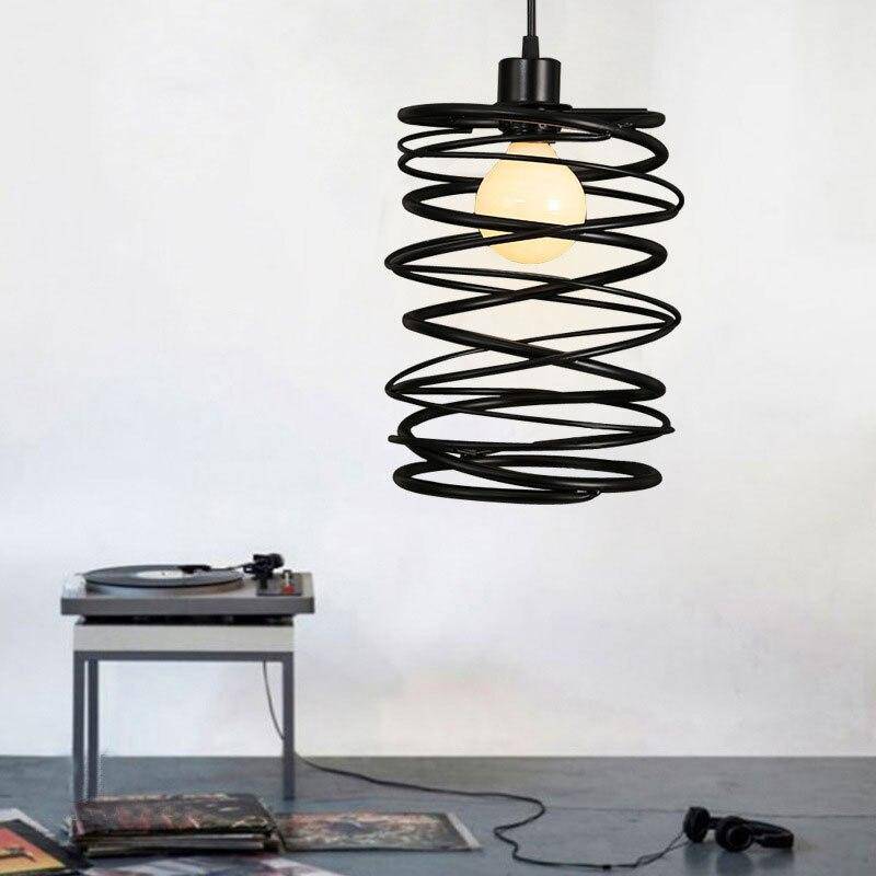 pendant light LED swirl design in black metal