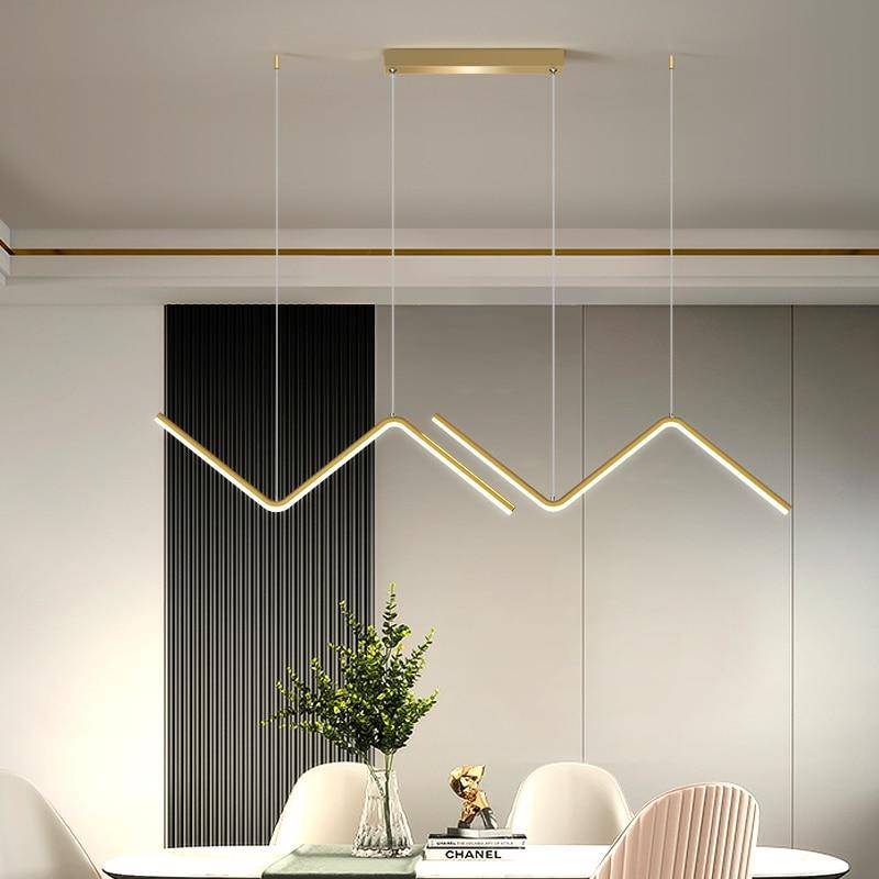 Metal LED design chandelier with modern triangular shapes