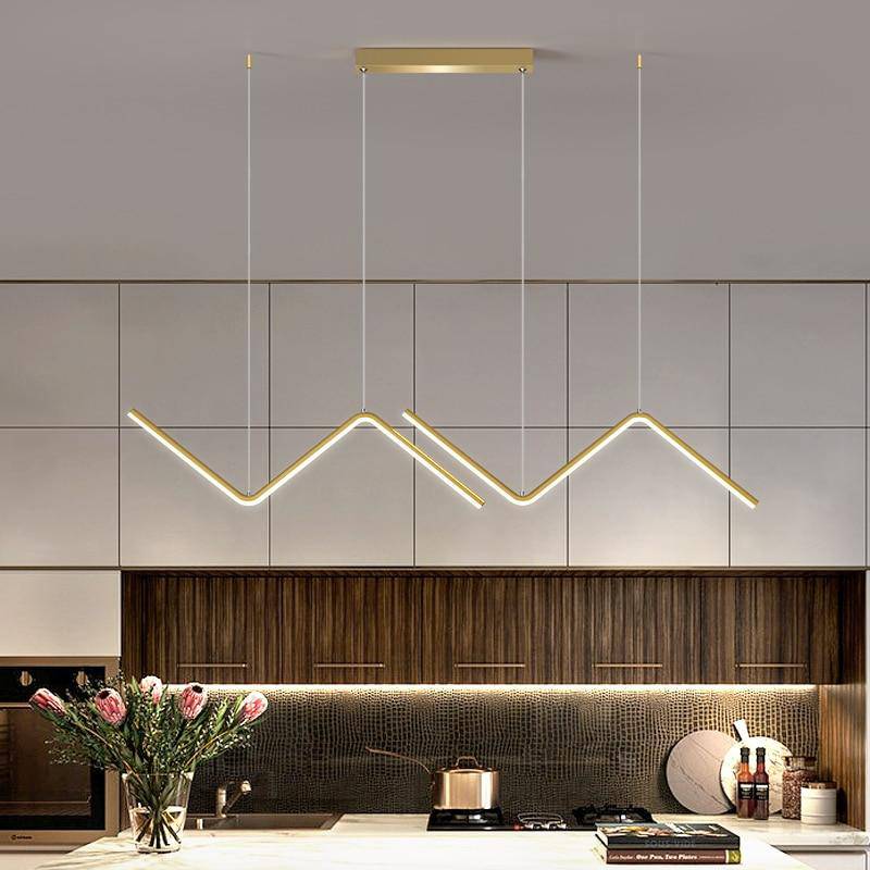 Lustre design LED en métal avec formes triangulaires modernes - vue 5 sur 8