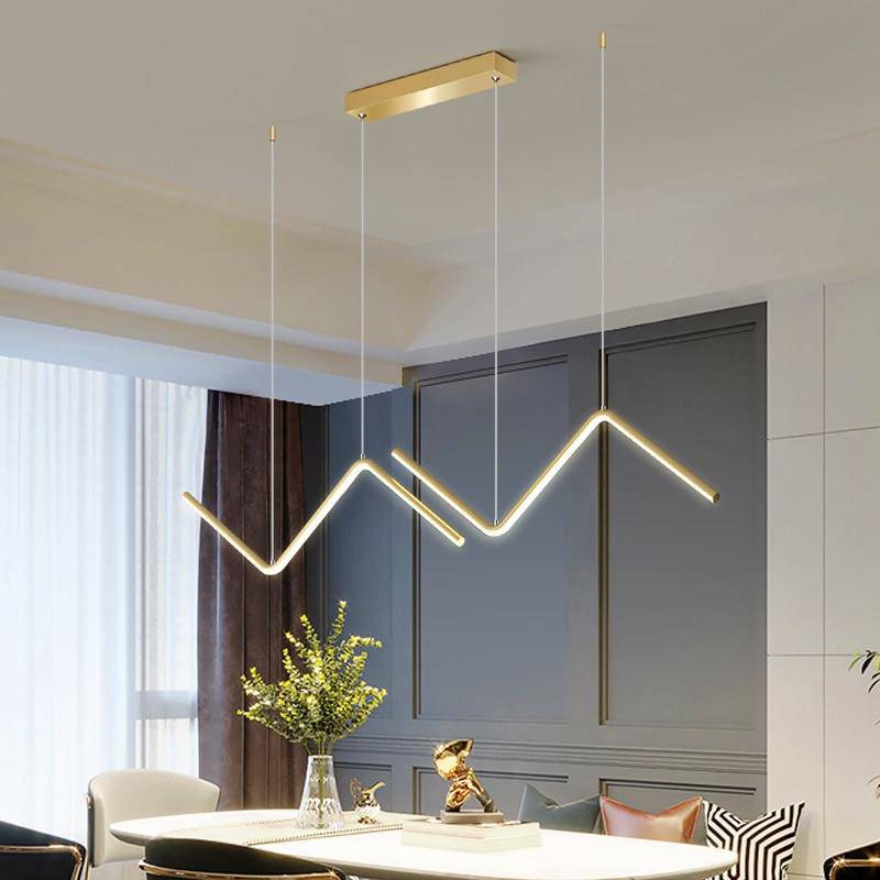 Metal LED design chandelier with modern triangular shapes