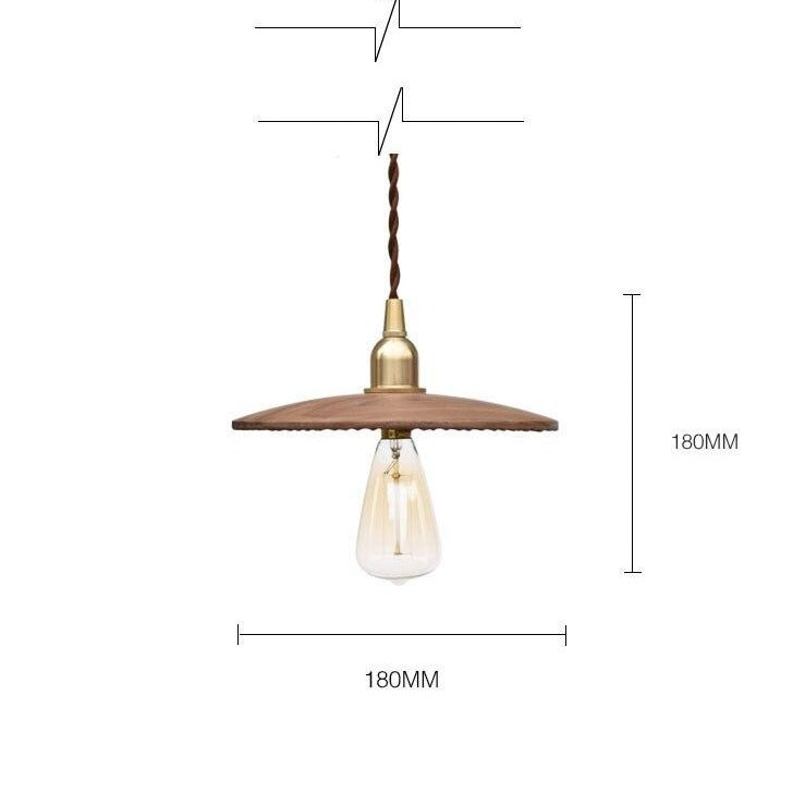Suspension vintage rond en bois et fer Balyn - vue 5 sur 4