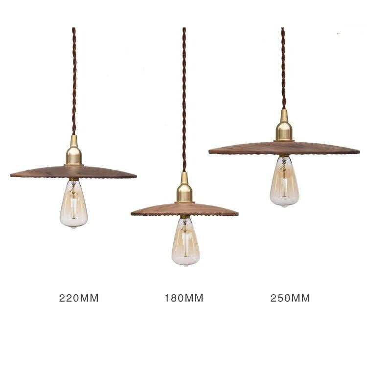 Suspension vintage rond en bois et fer Balyn - vue 4 sur 4