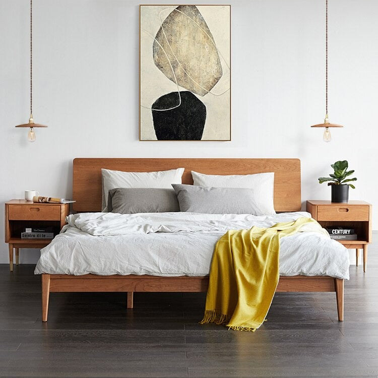 Suspension vintage rond en bois et fer Balyn - vue 3 sur 4