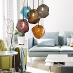 Suspension LED design en verre de couleur Stone