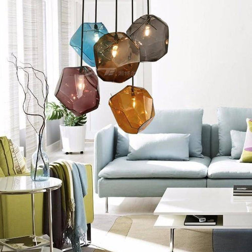 Design LED pendant light in colored glass Stone