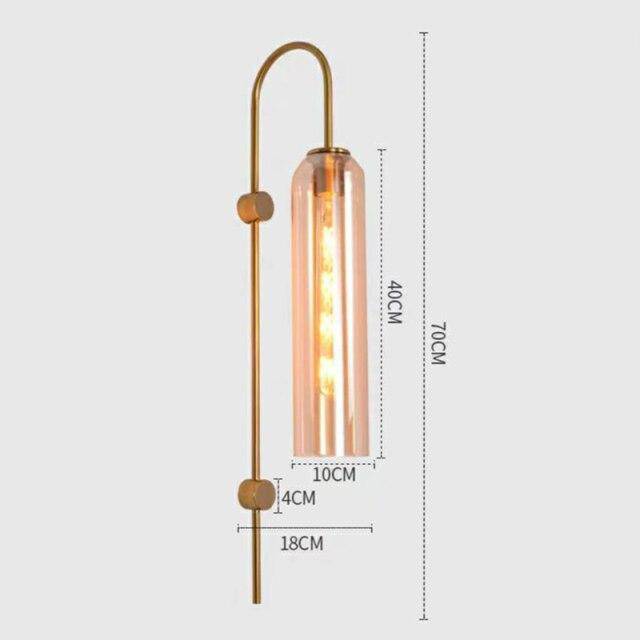 wall lamp LED wall design with lampshade elongated coloured glass and metal