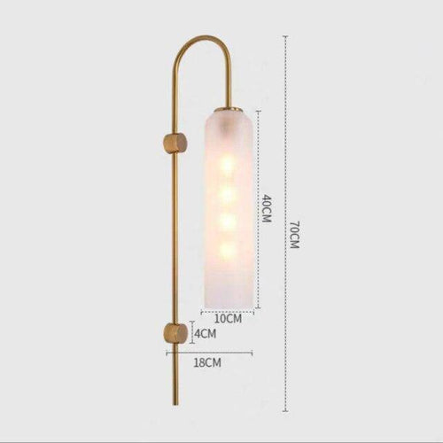 Applique murale design à LED avec abat-jour allongé en verre coloré et métal