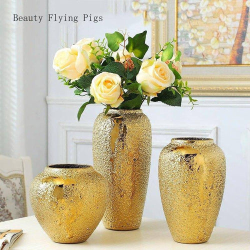 Luxury style gold ceramic design vase