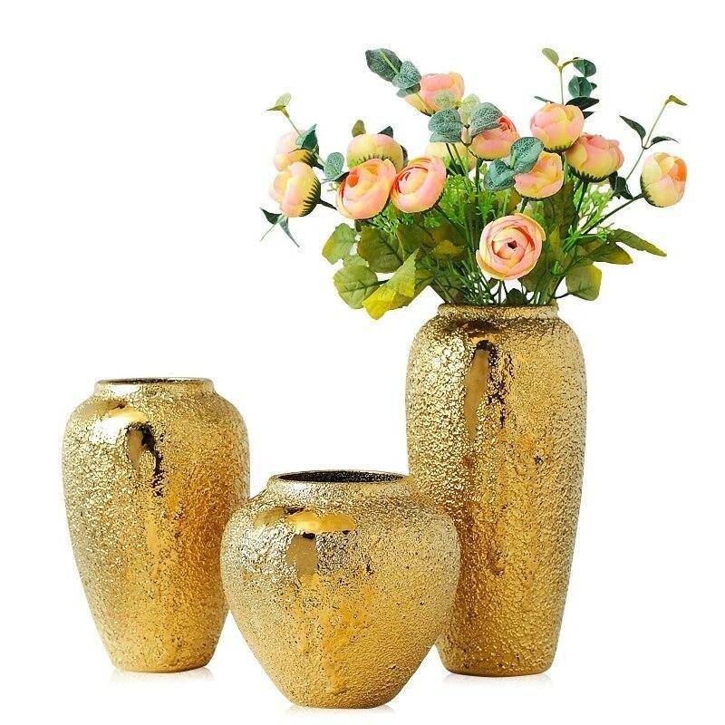 Jarrón de cerámica dorada estilo lujo design