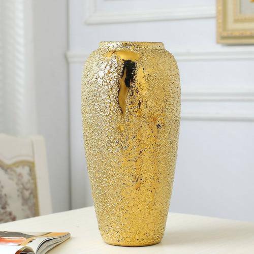 Vase design en céramique dorée style Luxury - vue 3 sur 7