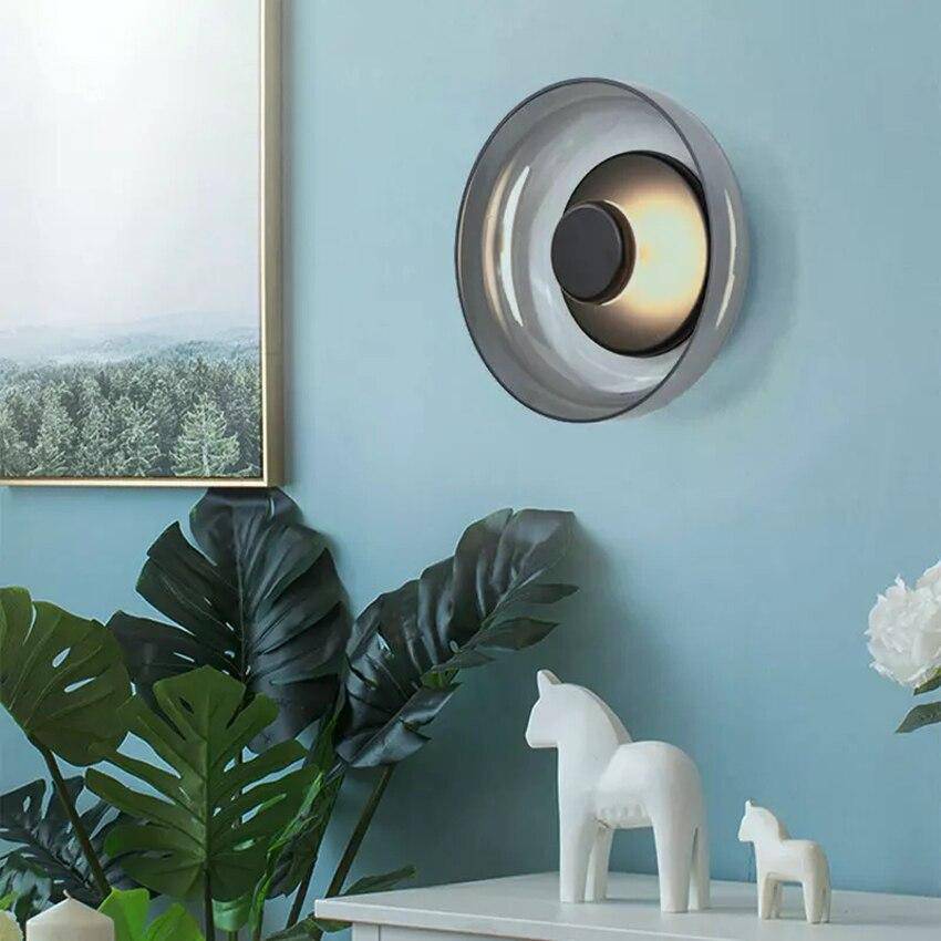 Applique murale moderne LED avec abat-jour en verre et métal Sconce - vue 2 sur 7