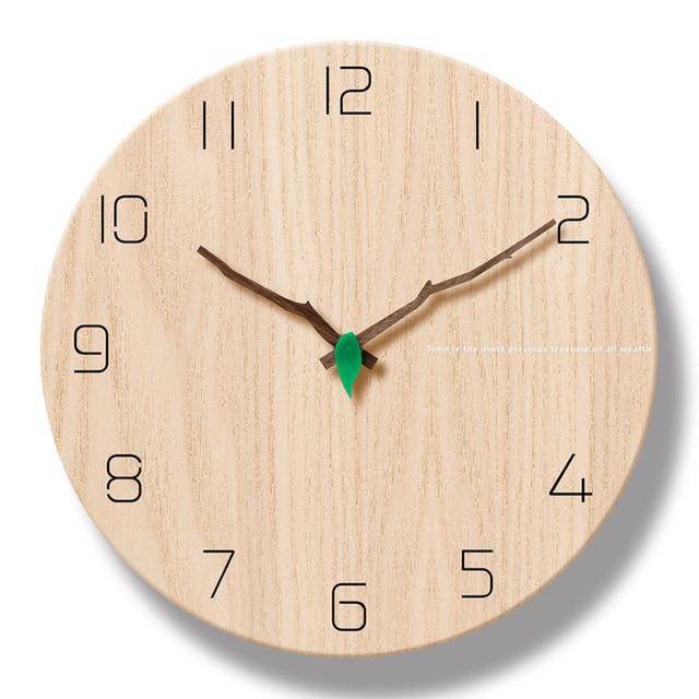 Horloge murale ronde style tronc d'arbre coupé en bois 30cm Open