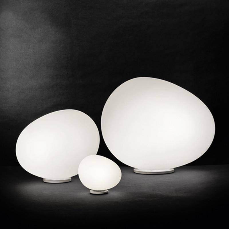 Lampe à poser design LED ambiance galet blanc Decor