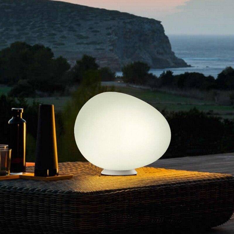 Lampe à poser design LED ambiance galet blanc Decor