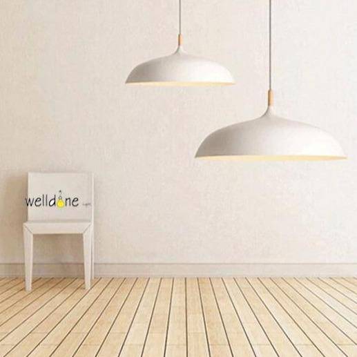 pendant light LED design withlampshade rounded white metal Creative
